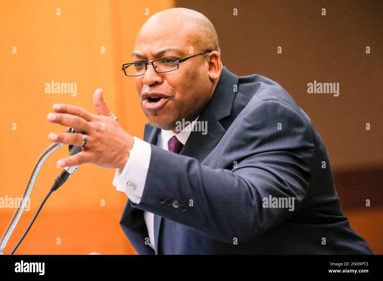 Fulton County Chief Assistant District Attorney Clint Rucker questions