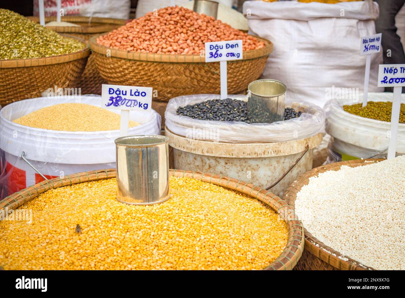 mix of cereals in a vietnamese market Stock Photo Alamy