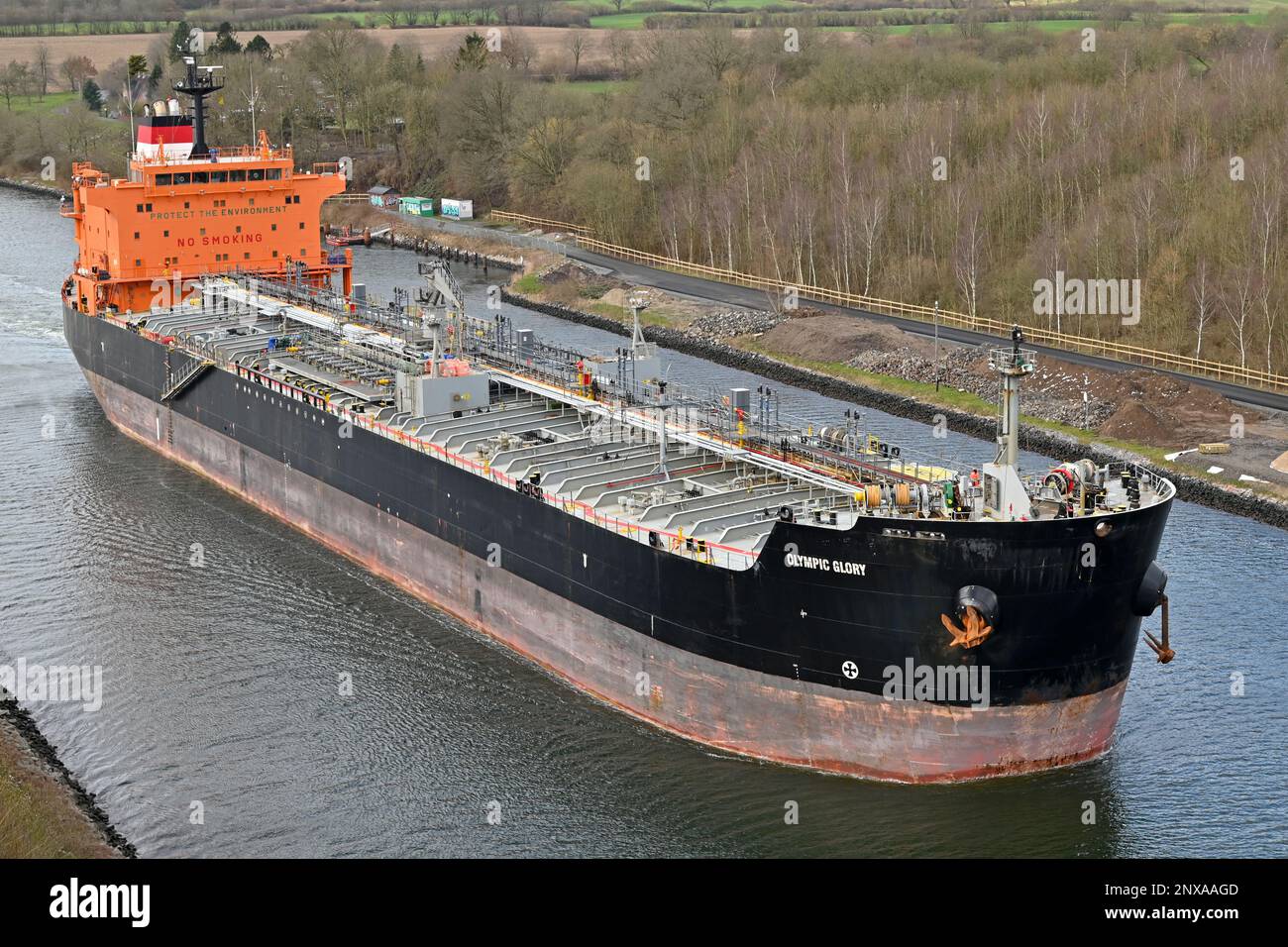 Chemical/Oil Products Tanker OLYMPIC GLORY at the Kiel Canal Stock Photo