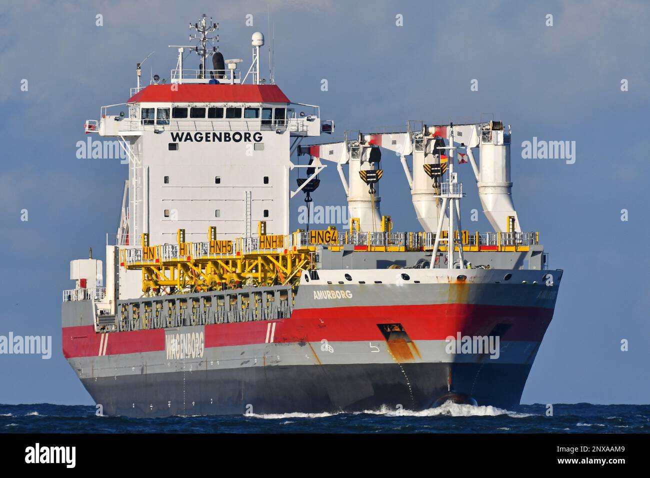 General cargo Ship AMURBORG at the Kiel Fjord Stock Photo