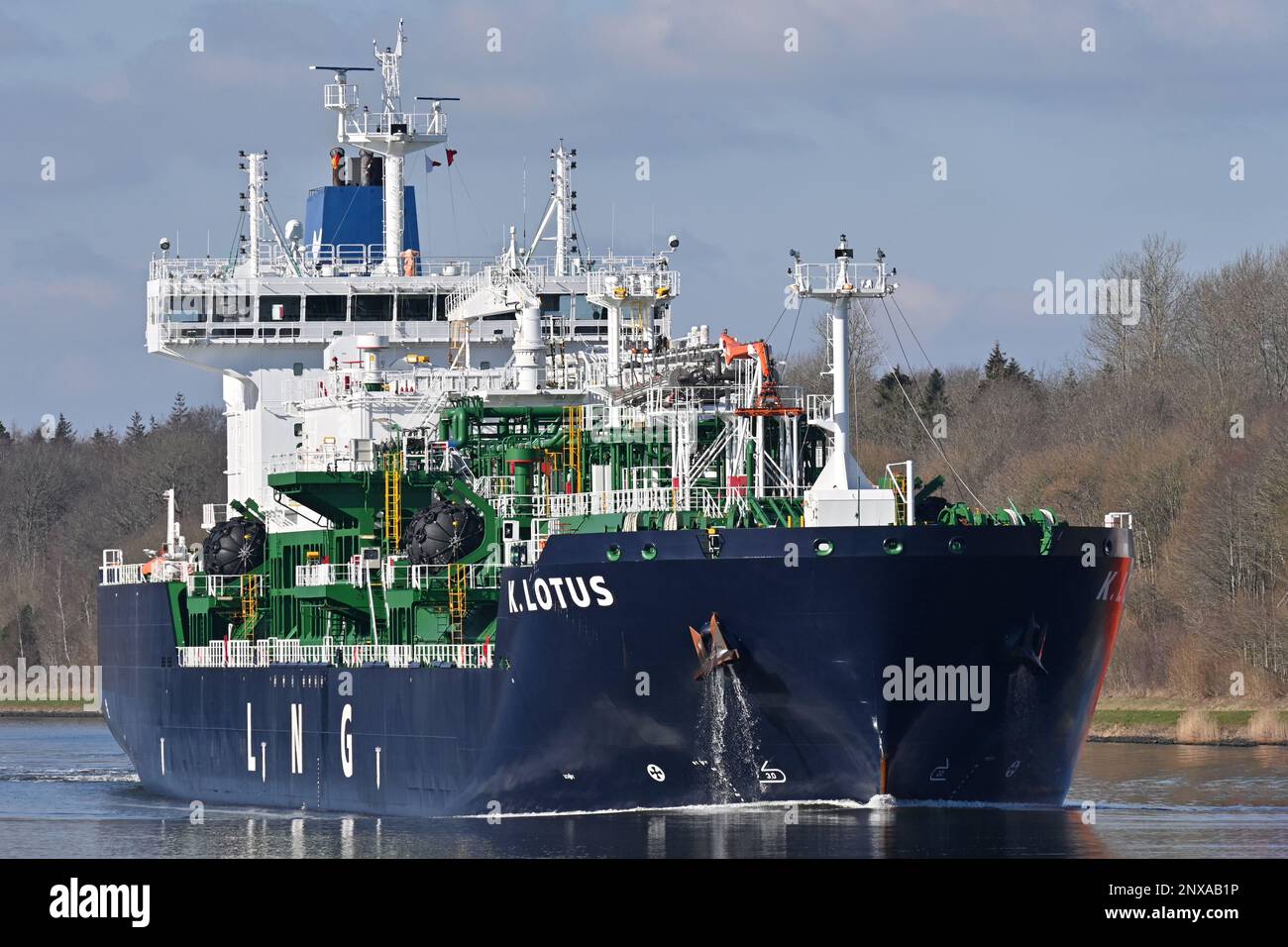 LNGBunkering Tanker K. LOTUS at the Kiel Canal Stock Photo