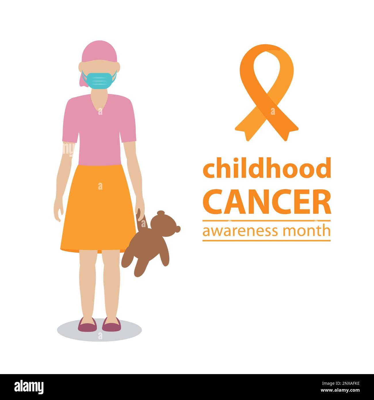childhood cancer awareness month sick litte girl with teddy bear Stock ...