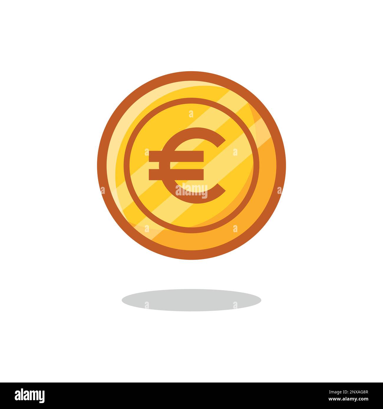 Euro symbol gold coin vector icon . Stock Vector
