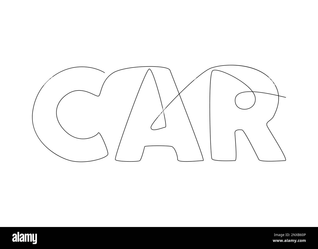 One continuous line of Car word. Thin Line Illustration vector concept. Contour Drawing Creative ideas. Stock Vector