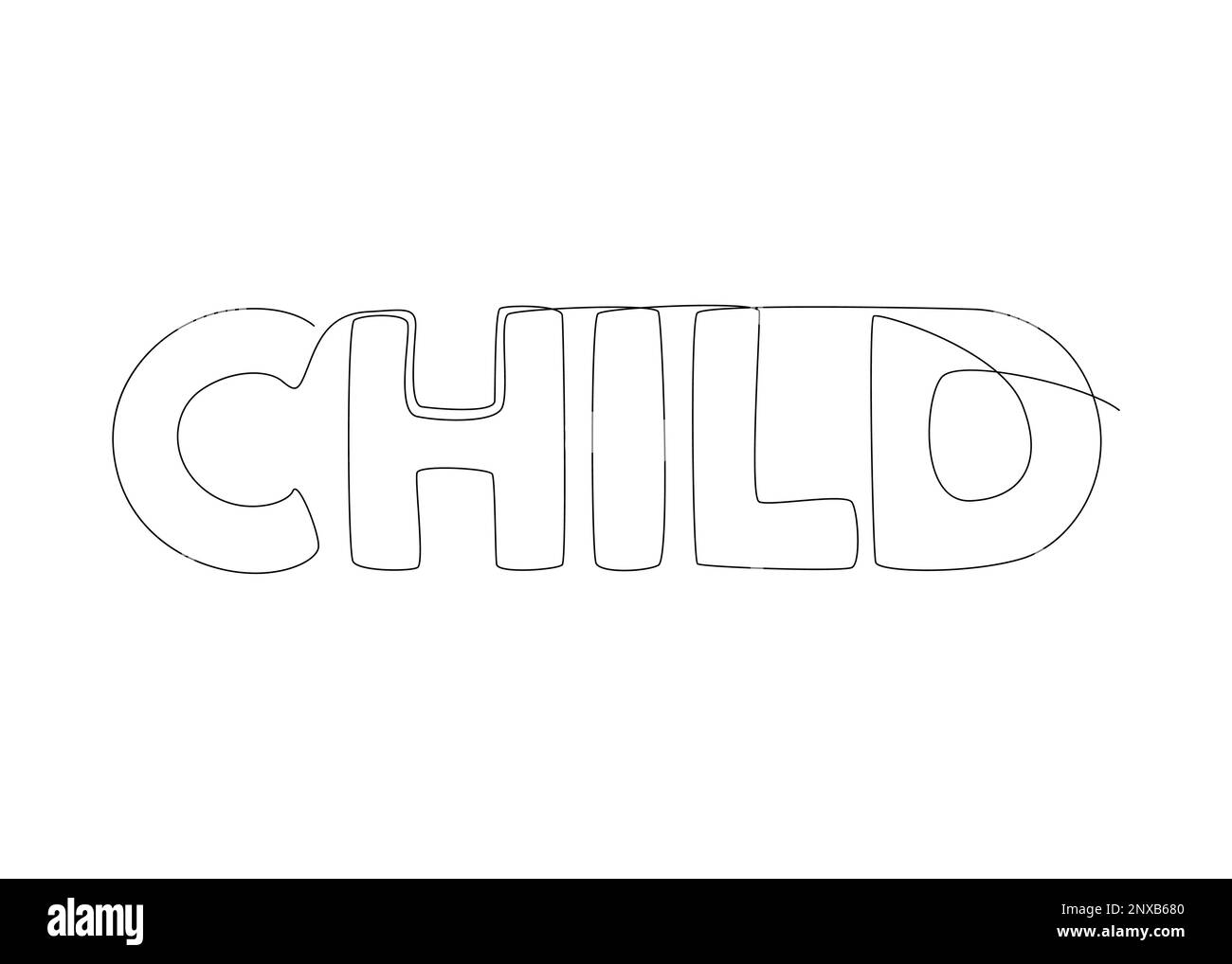 One continuous line of Child word. Thin Line Illustration vector concept. Contour Drawing Creative ideas. Stock Vector
