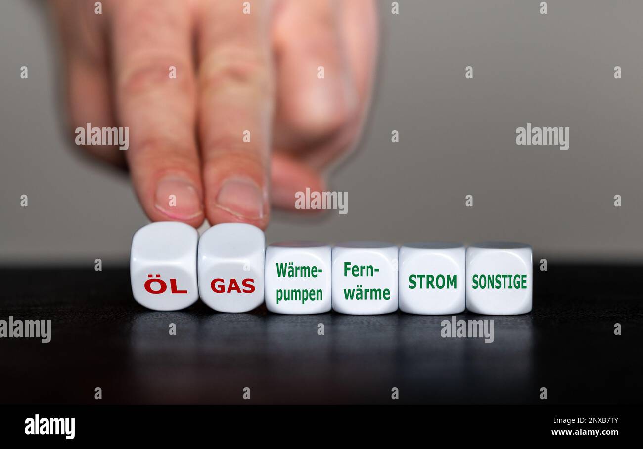 Symbol for the ban of oil and gas heating systems in Germany. Cubes