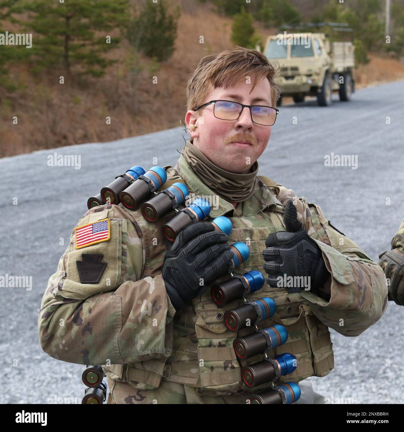 U.S. Soldiers with the Pennsylvania National Guard train with Mark 19