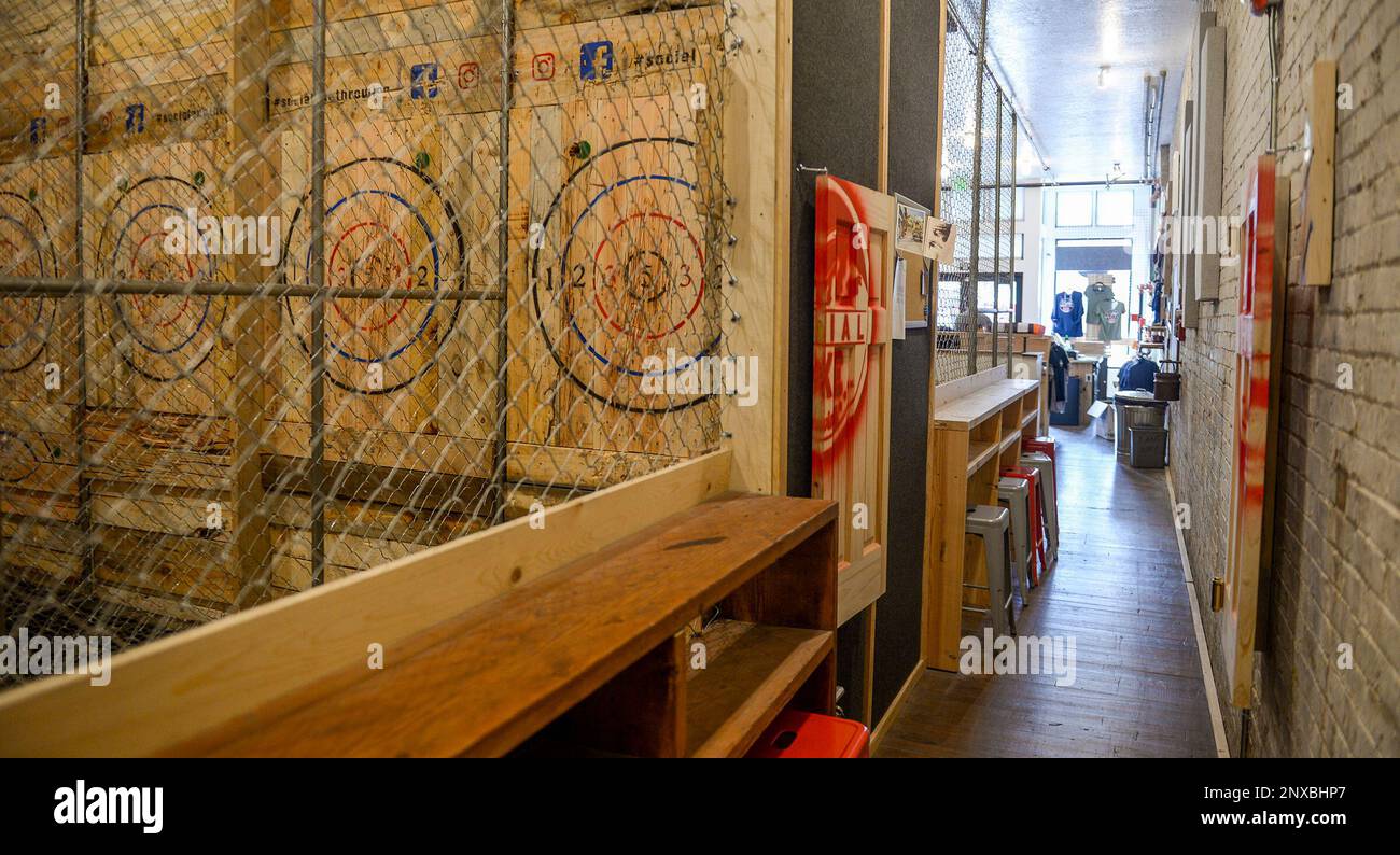 At the new Salt Lake Social Axe Throwing, housed in a 4,000squarefoot