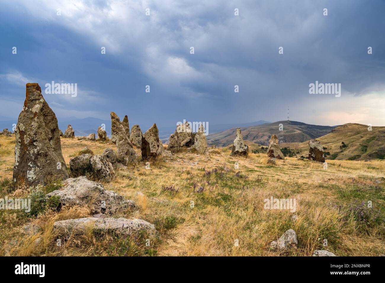 Megalithic structure Zorats Karer in Syunik provibce of Armenia Stock Photo