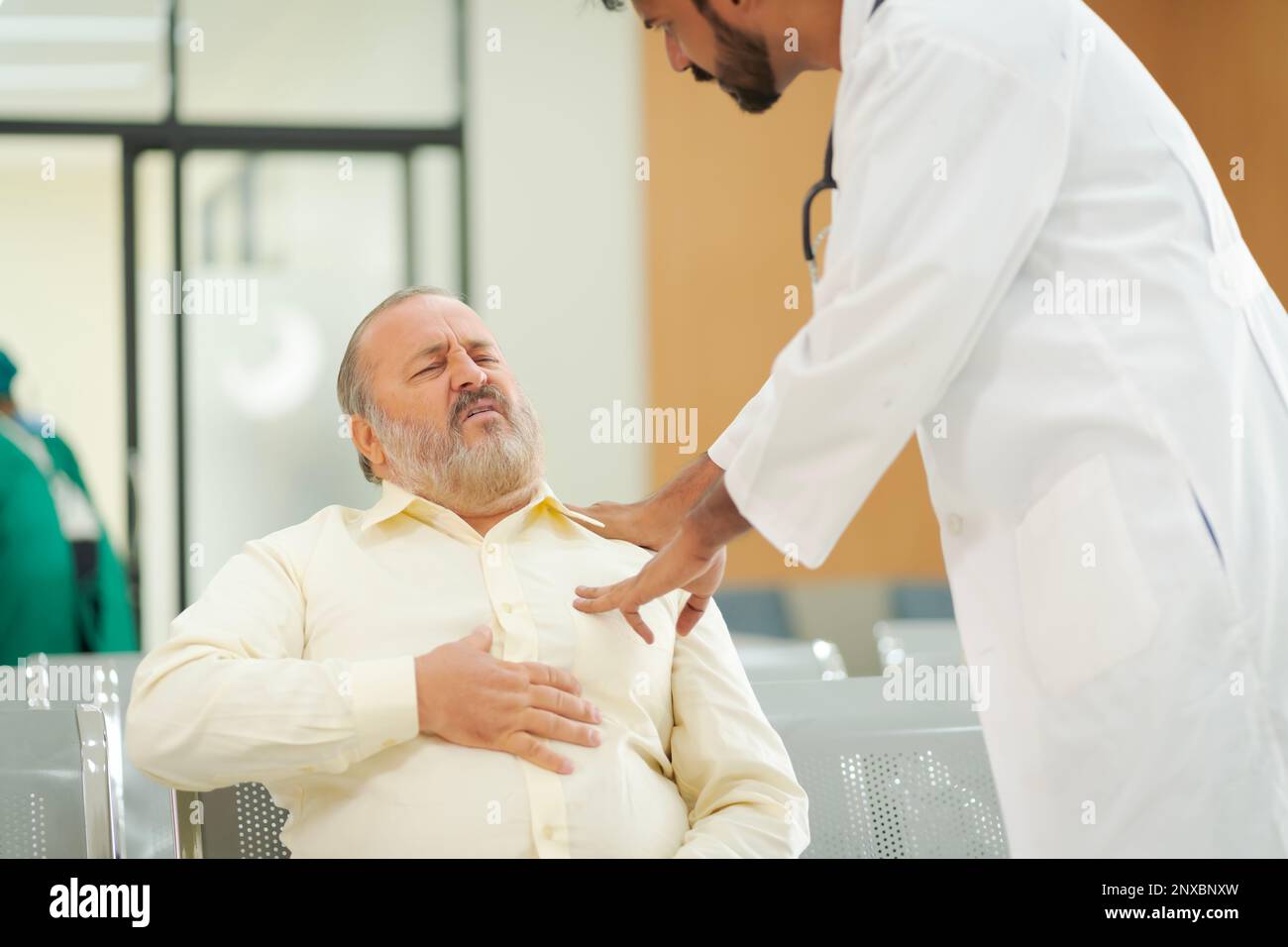 An Elderly Male Patient With High Body Fat Obesity Sees A Doctor At