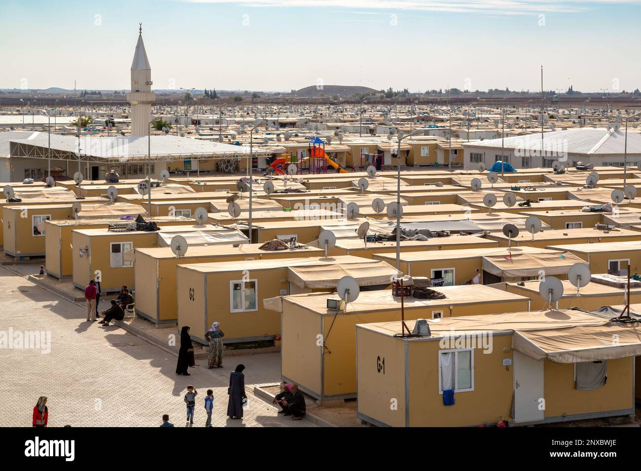 Elbeyli Temporary Accommodation Center in Kilis, Turkey, prepared for Syrian refugees fleeing the war. Elbeyli, Kilis, Turkey-November 18, 2015. Stock Photo