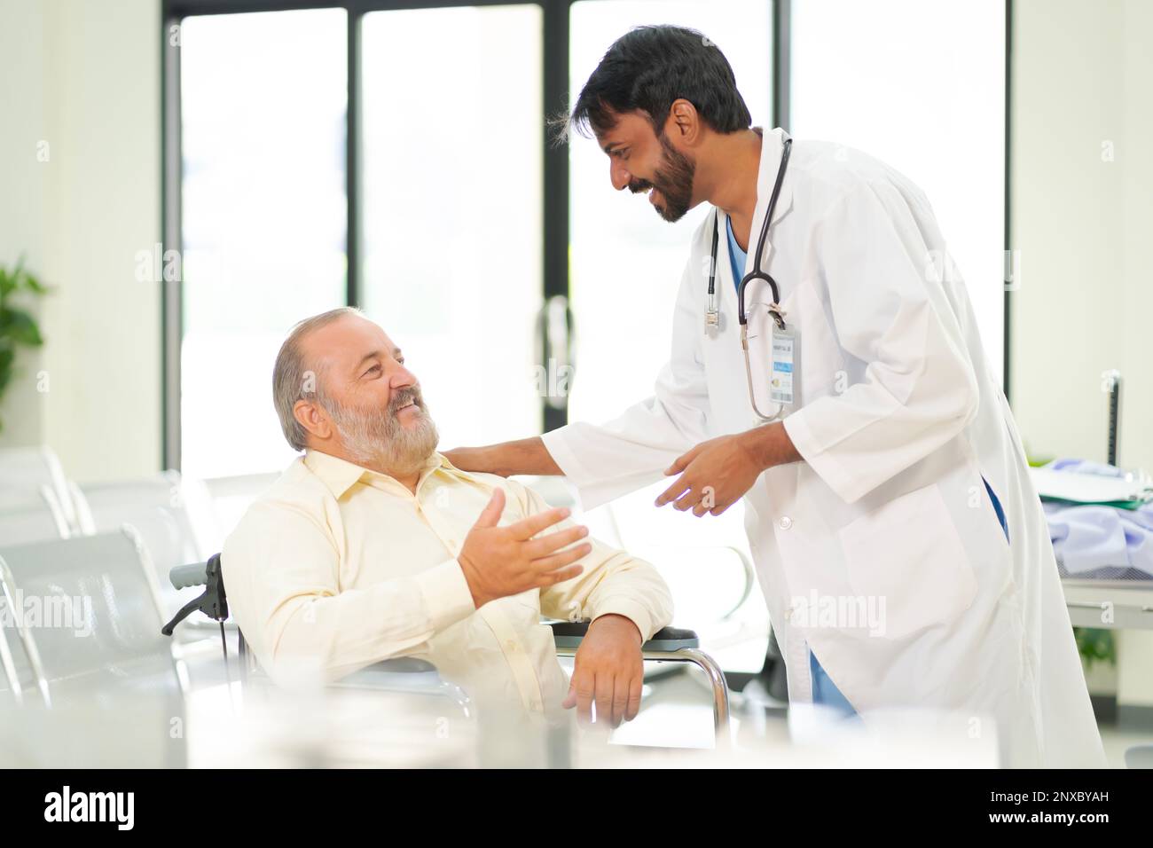 An elderly male patient with high body fat, obesity, sees a doctor at