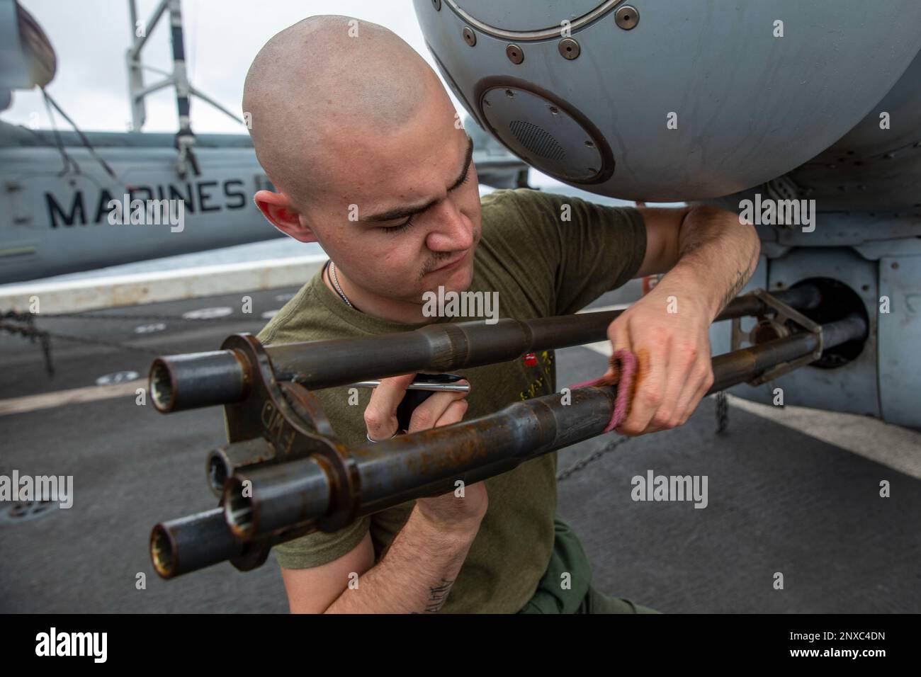 PACIFIC OCEAN (Jan. 2, 2023) - U.S. Marine Corps Cpl. Aiden Faucher, an ...