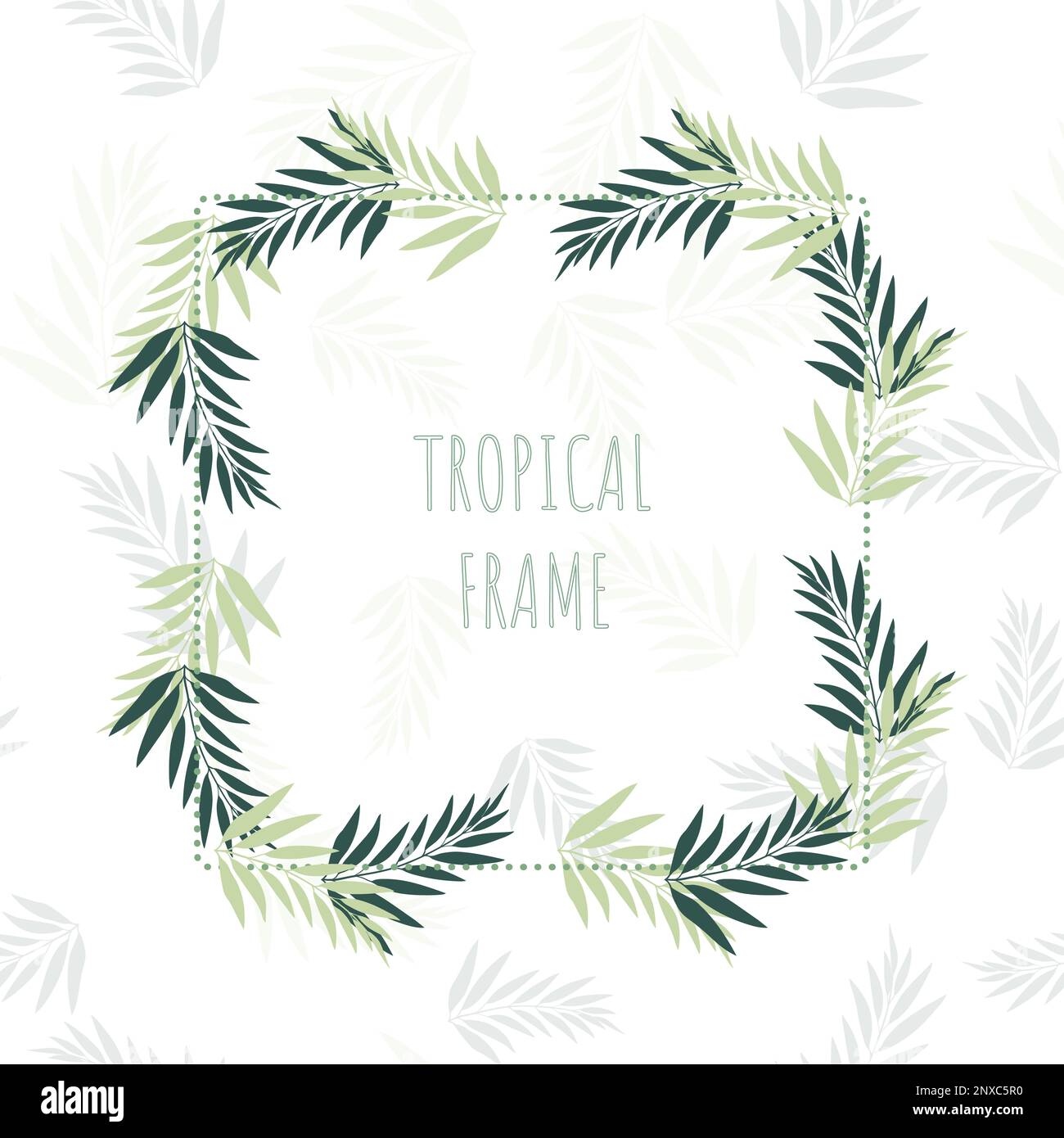 Decorative frame with tropical leaves. Summer vector illustration Stock ...