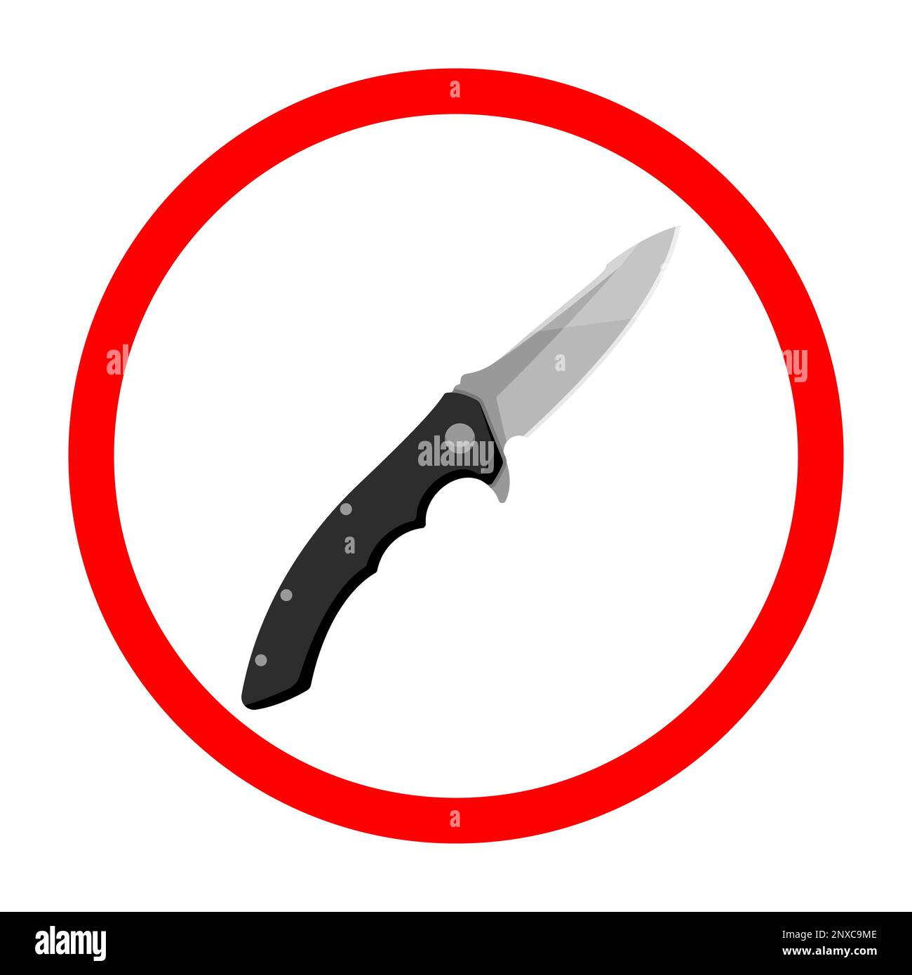 Knife ban sign. Knife forbidden. Dangerous weapon. Red prohibition sign