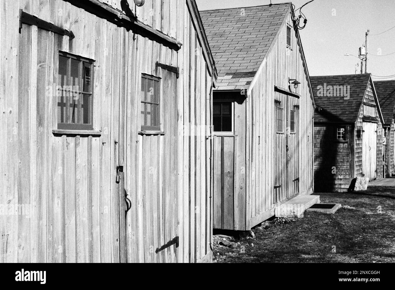 The historic Fish Houses on the Little Boars Head walking path at North
