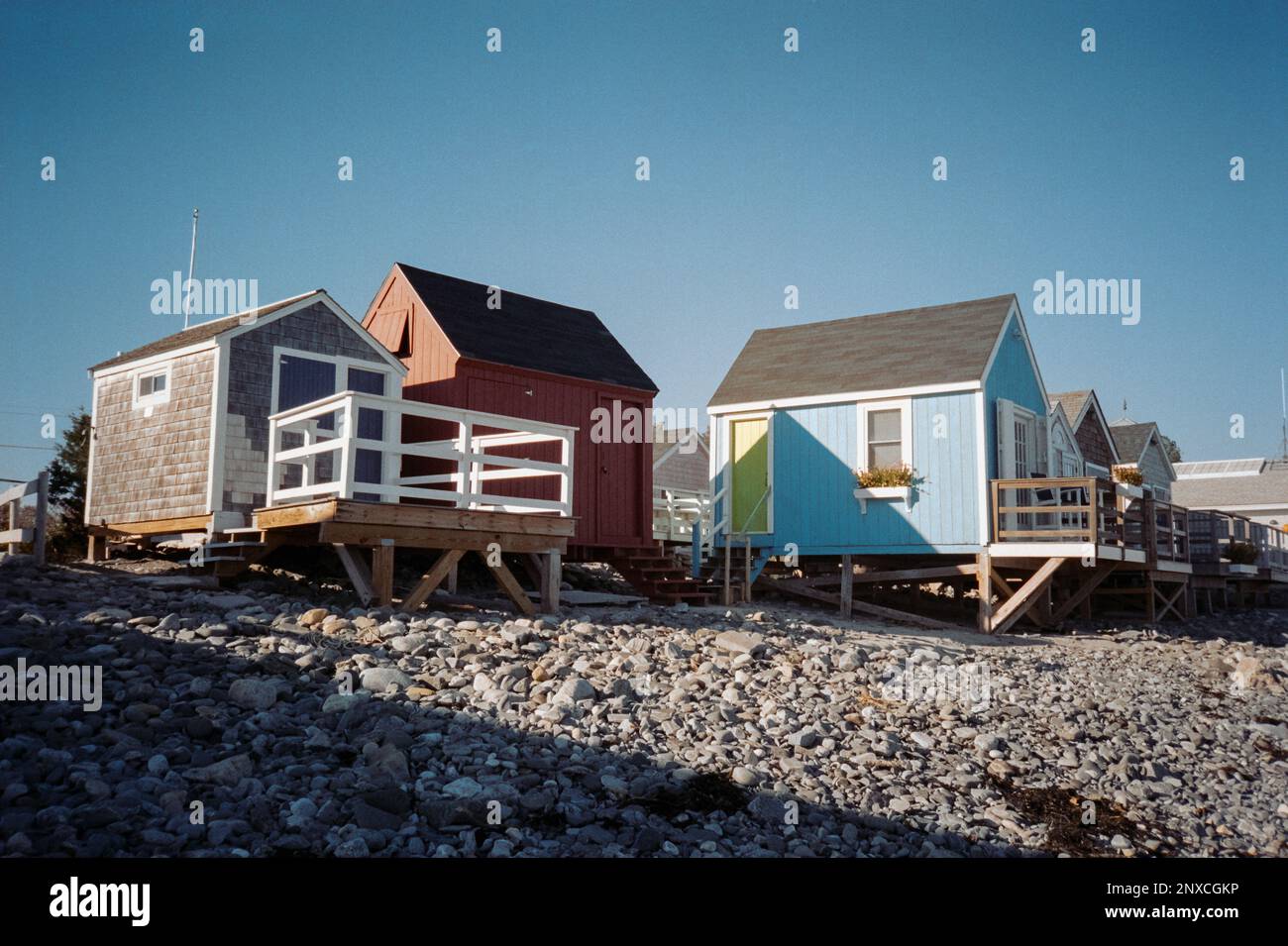 Tiny colorful summer house rentals located on the shore at North