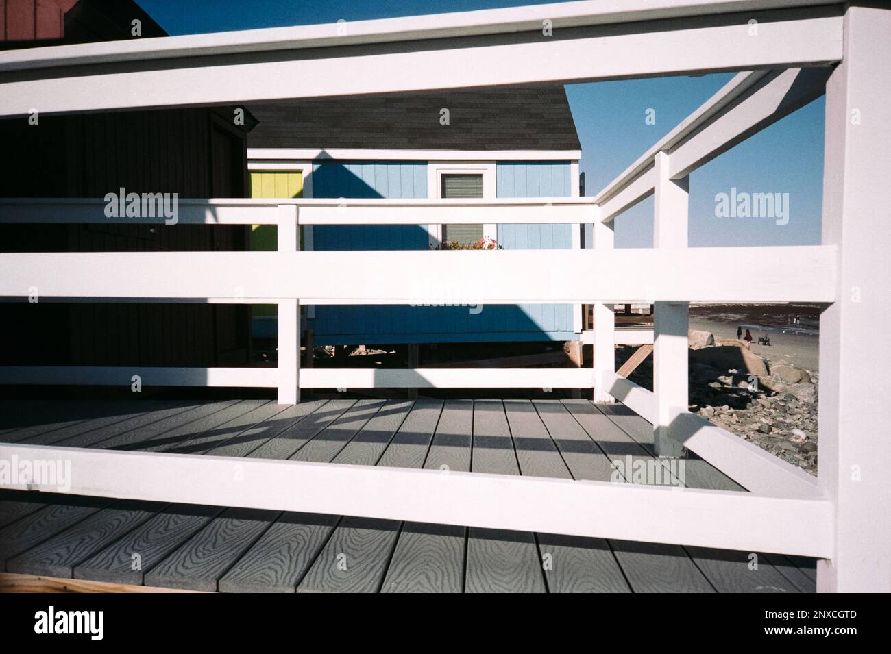 Tiny colorful summer house rentals located on the shore at North