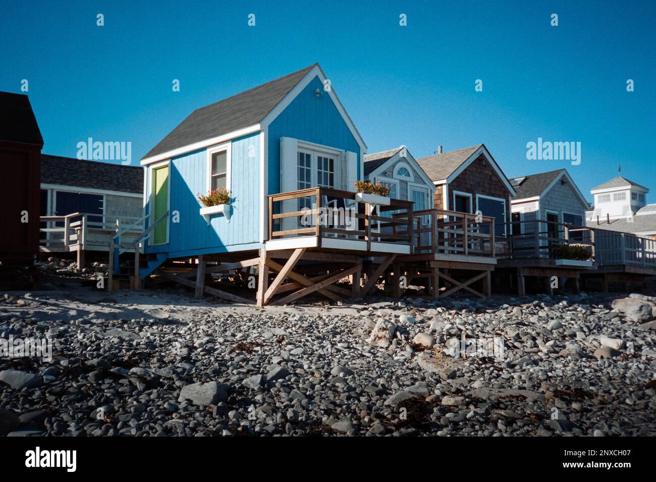 Tiny colorful summer house rentals located on the shore at North
