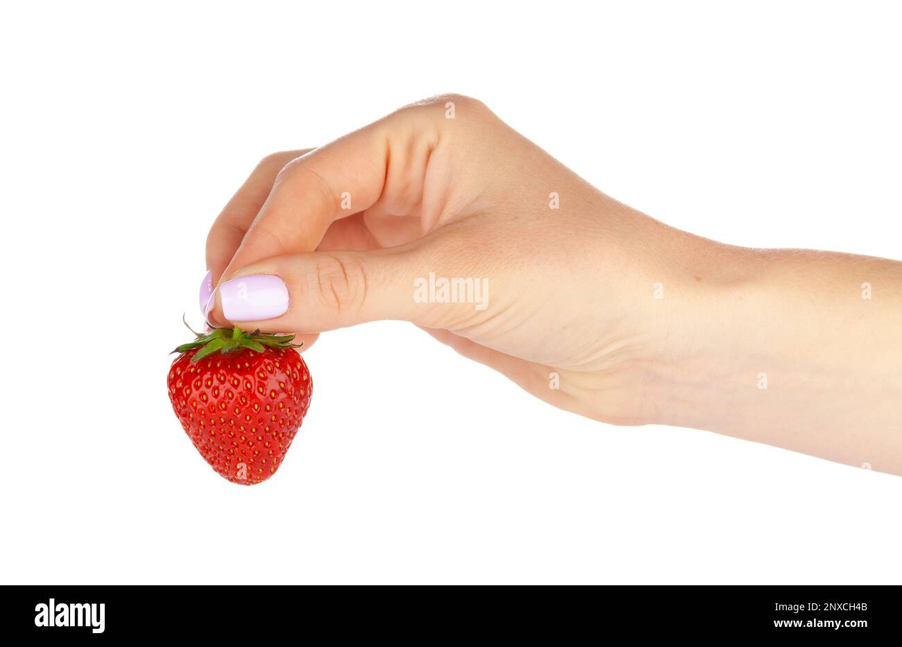 hand holding a strawberry isolated on white background Stock Photo - Alamy