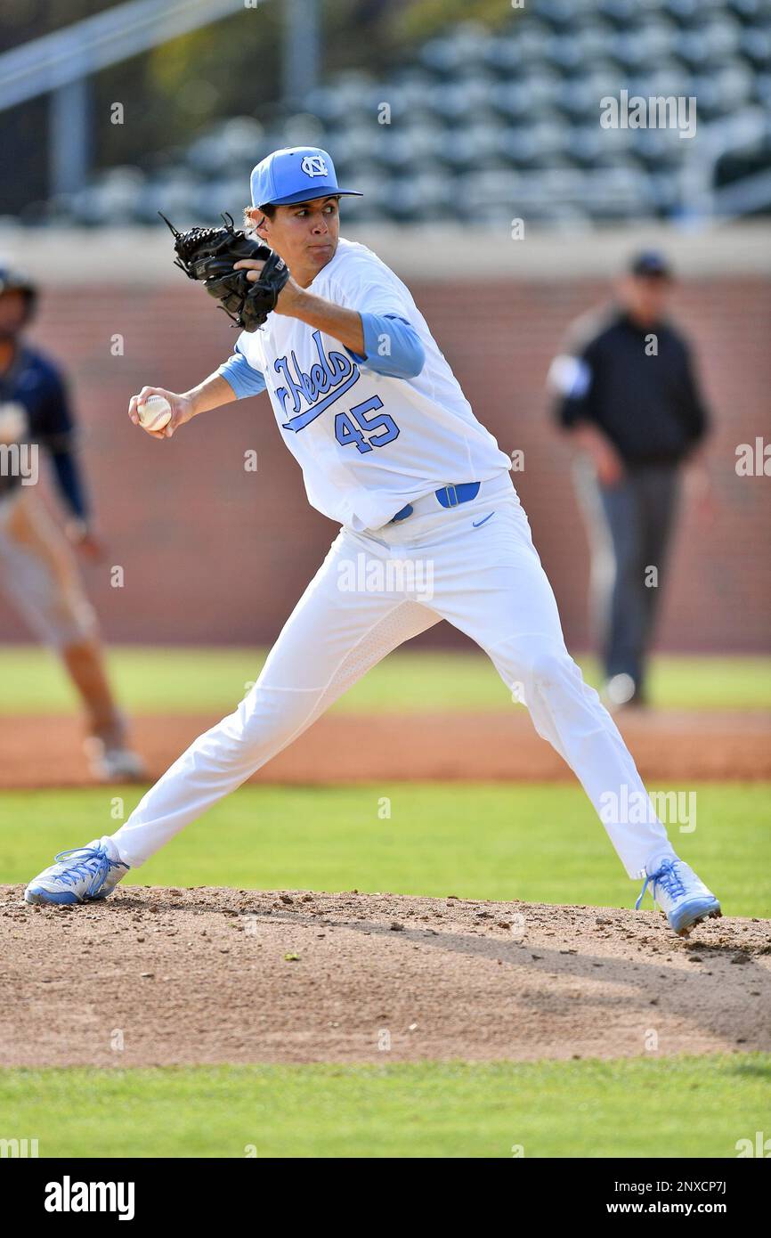 North Carolina Tar Heels starting pitcher Austin Bergner (45) delivers