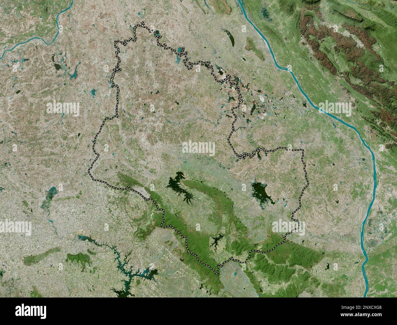 Sakon Nakhon, province of Thailand. High resolution satellite map Stock