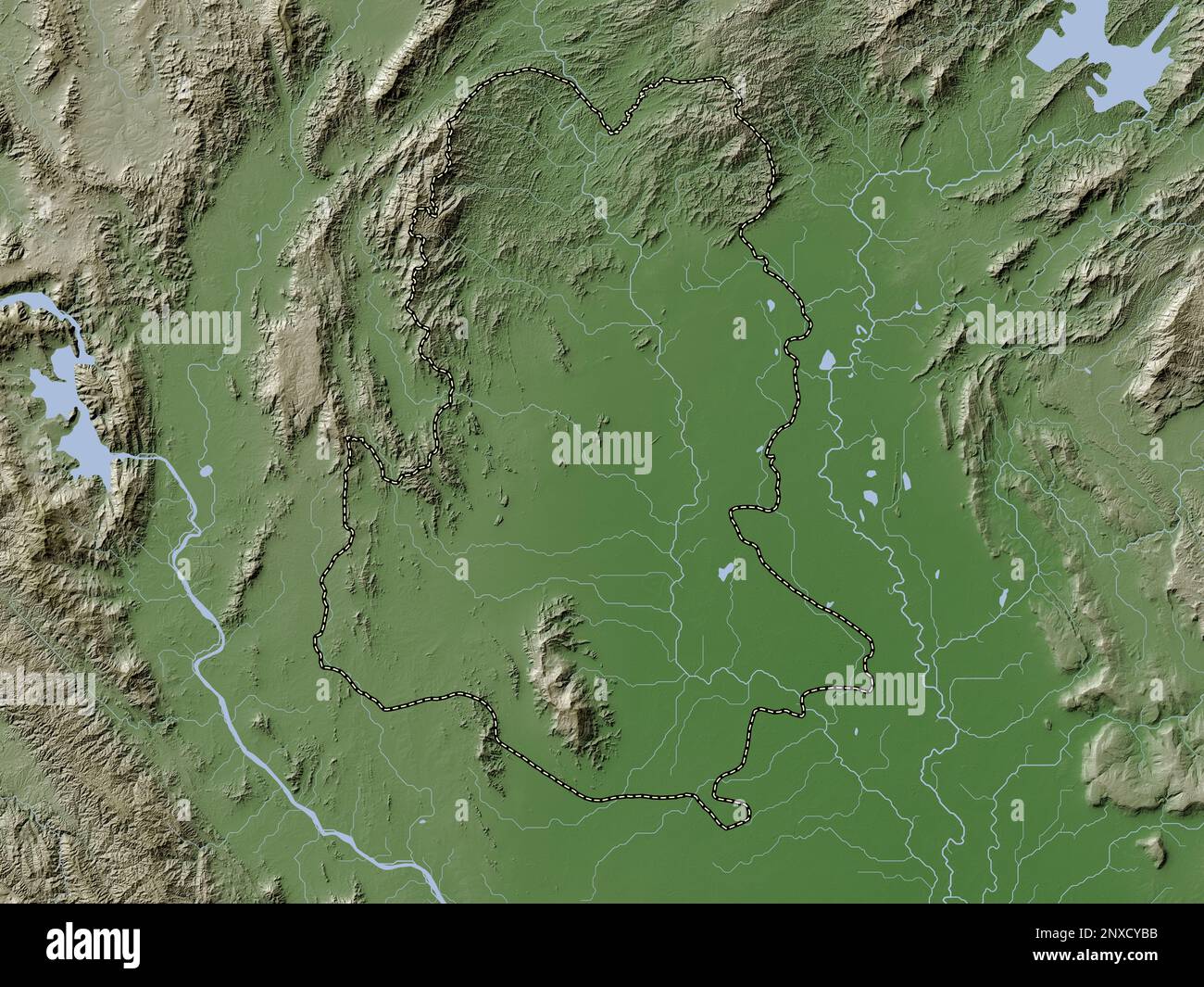 Sukhothai, province of Thailand. Elevation map colored in wiki style ...