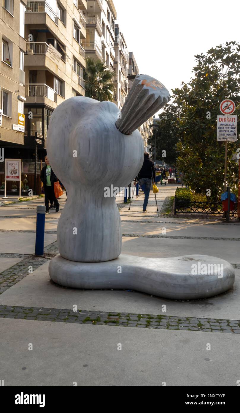 Street sculpture Izmir. Street sculptures in Izmir Turkey. The foot boy