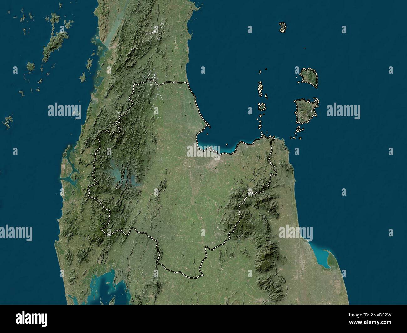 Surat Thani, province of Thailand. Low resolution satellite map Stock ...