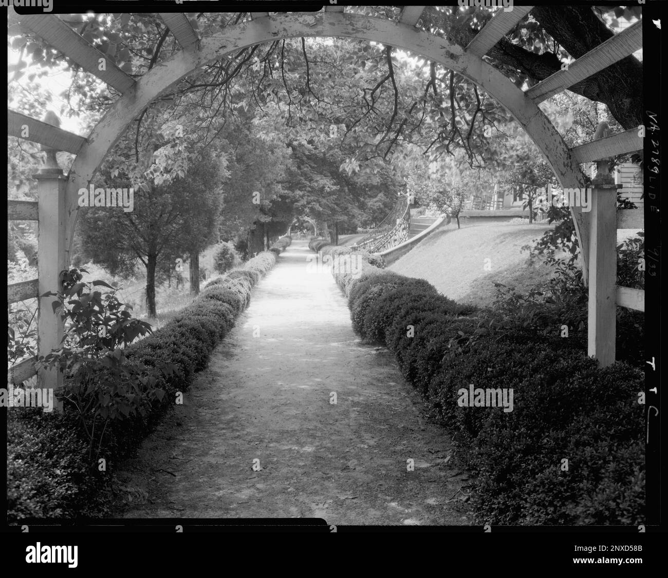 Belmont, Falmouth, Stafford County, Virginia. Carnegie Survey of the Architecture of the South. United States  Virginia  Stafford County  Falmouth, Arbors , Bowers, Trails & paths, Gardens. Stock Photo