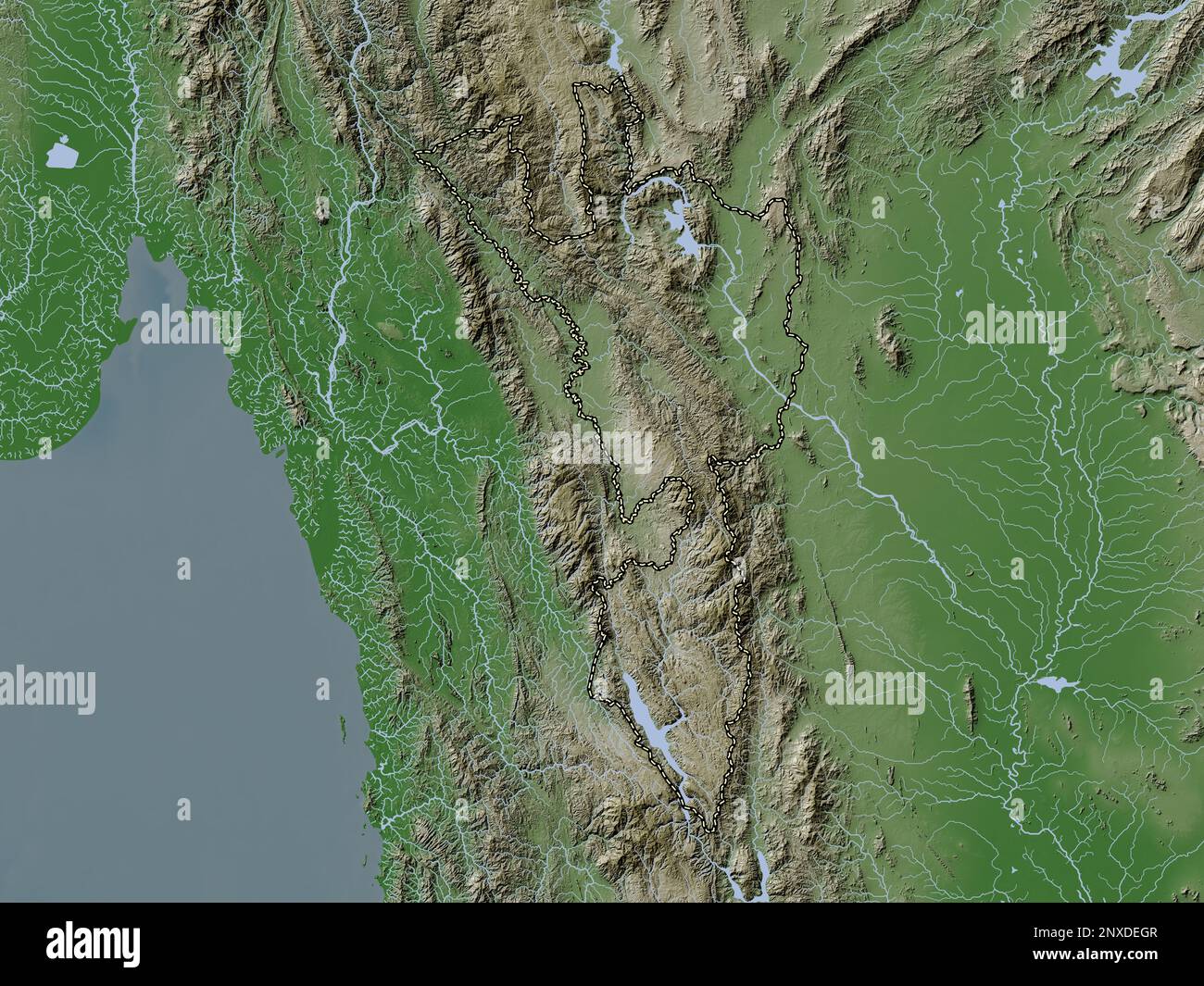 Tak, province of Thailand. Elevation map colored in wiki style with ...