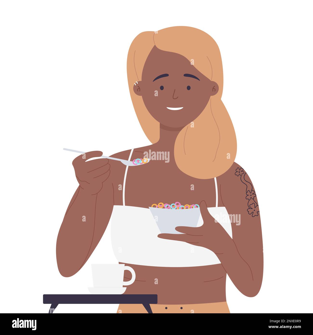 Girl Eating Cornflakes Stock Vector Images Alamy girl-eating-cornflakes-stock-vector-images-alamy
