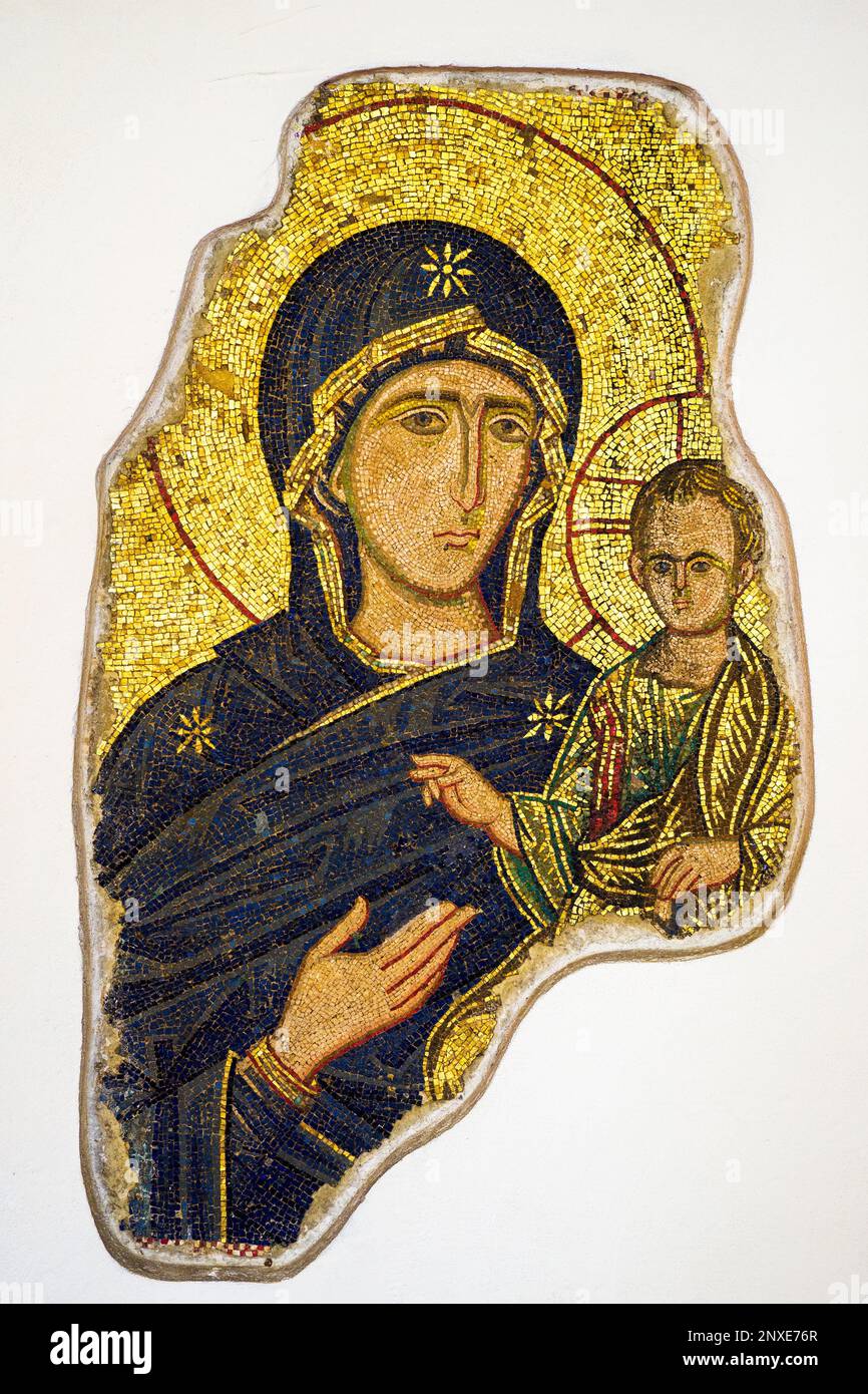 Madonna and Child Byzantine art (early 14th century) - Gallery of Art for the Sicilian region in Palazzo Abatellis - Palermo, Sicily, Italy Stock Photo