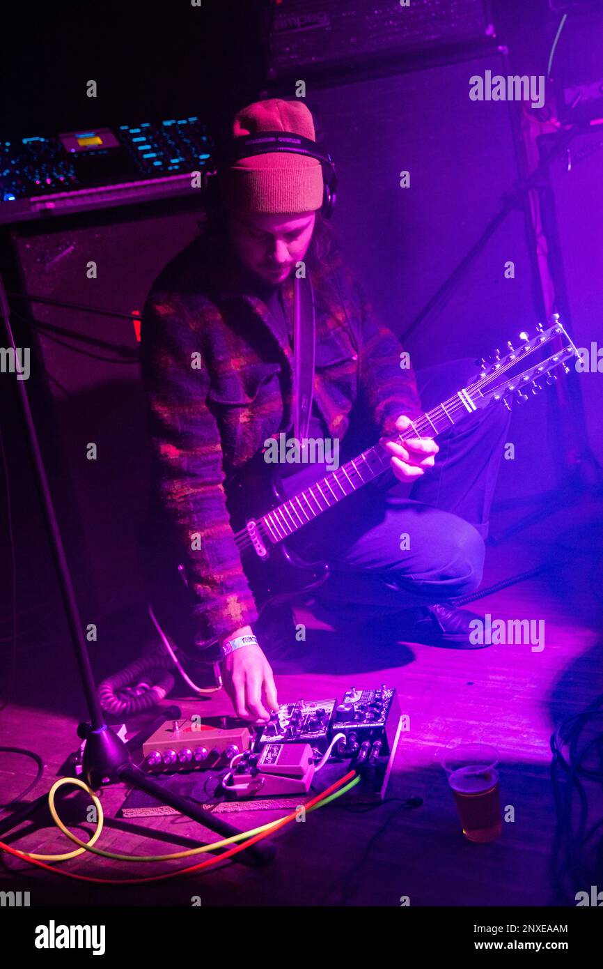 Milan Italy. 28 February 2023. The Canadian band GHOST WOMAN performs live on stage at Circolo Magnolia opening the show of Preoccupations. Stock Photo