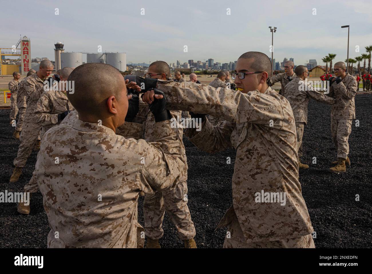 U.S. Marine Corps recruits with Delta Company, 1st Recruit Training
