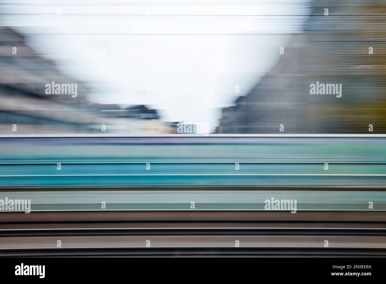 Passing by scenery motion blur Stock Photo