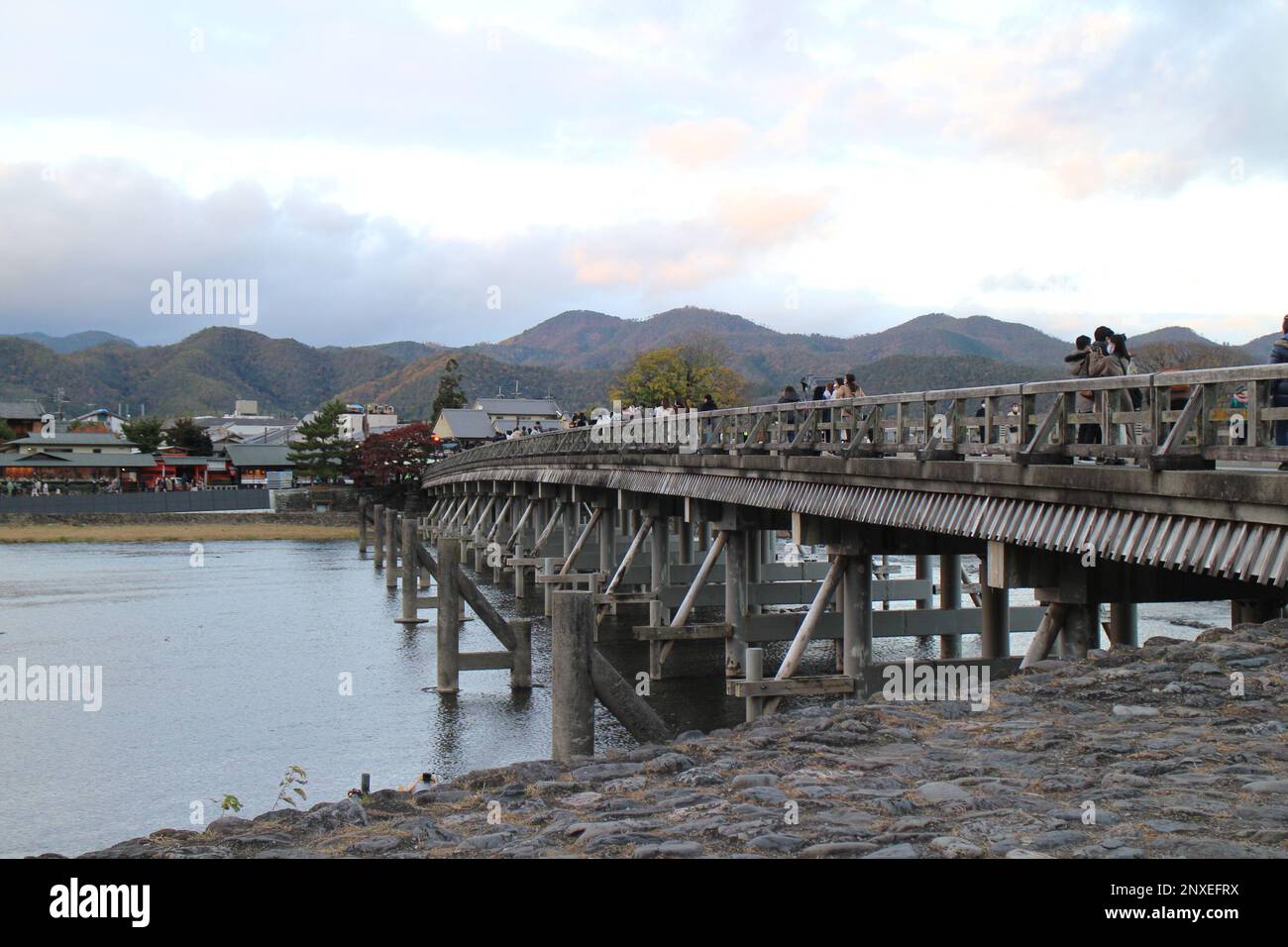 Togetsu-kyo Bridge in Arashiyama, Kyoto, Japan Stock Photo