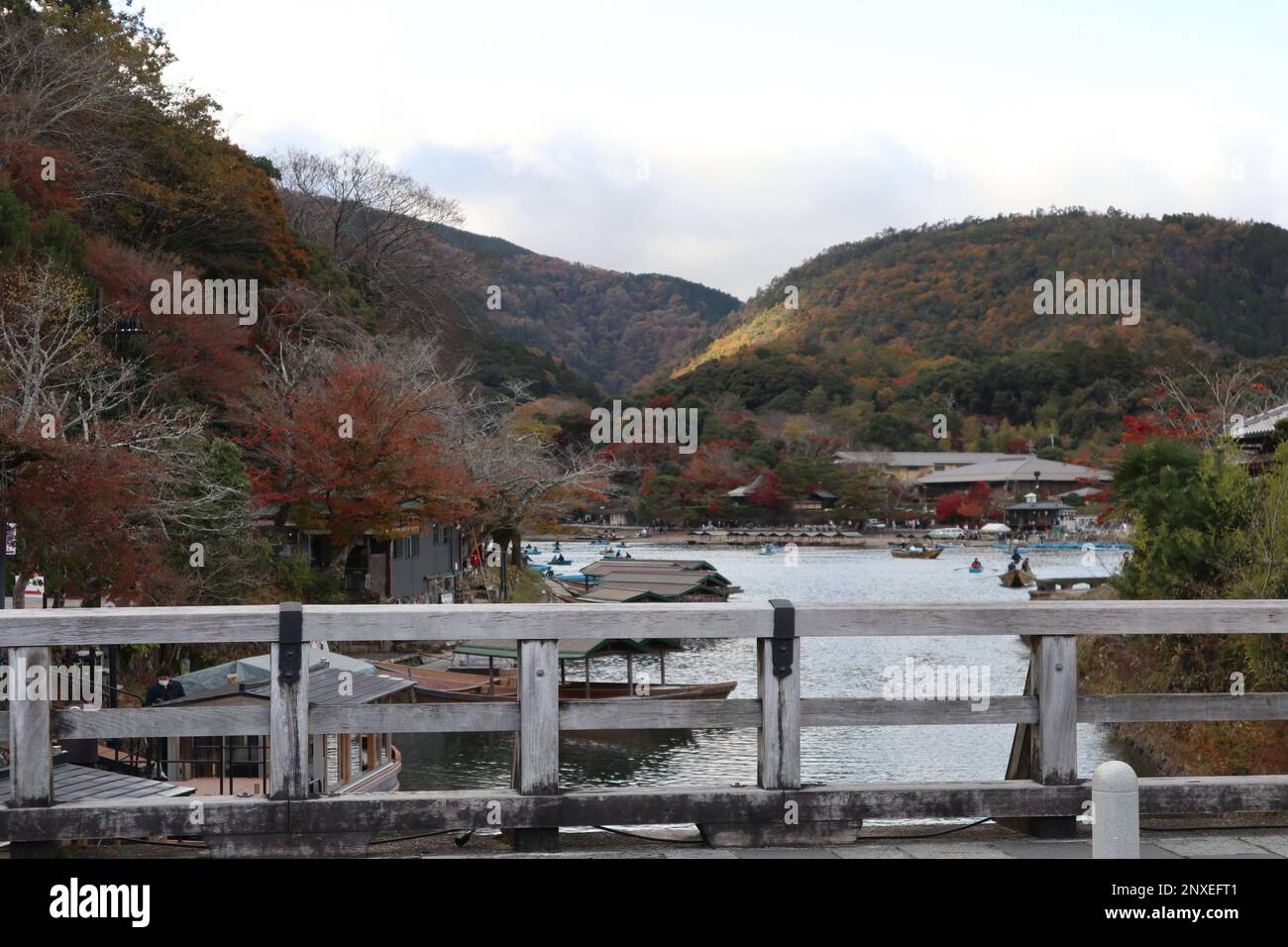 Autumn leaves in Arashiyama, Kyoto, Japan Stock Photo