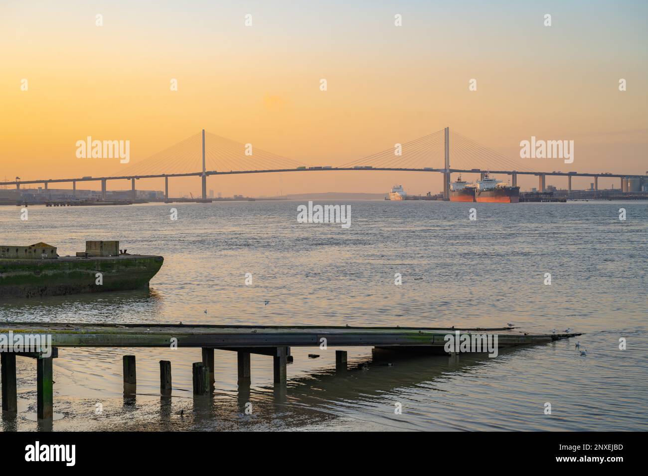 Dartford bridge from Greenhithe at sunset Stock Photo Alamy