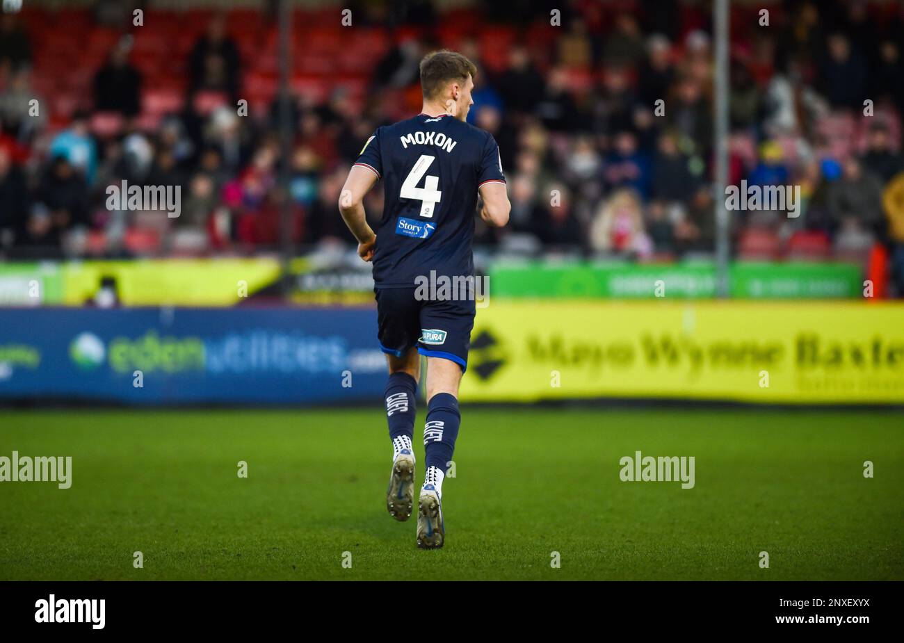 Owen Moxon of Carlisle during the EFL League Two match between Crawley Town and Carlisle United at the Broadfield Stadium  , Crawley , UK - 25th February 2023   Photo Simon Dack/Telephoto Images  Editorial use only. No merchandising. For Football images FA and Premier League restrictions apply inc. no internet/mobile usage without FAPL license - for details contact Football Dataco Stock Photo