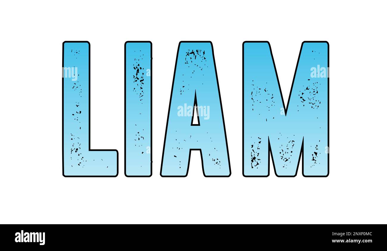 Blue Liam name on the white Stock Photo