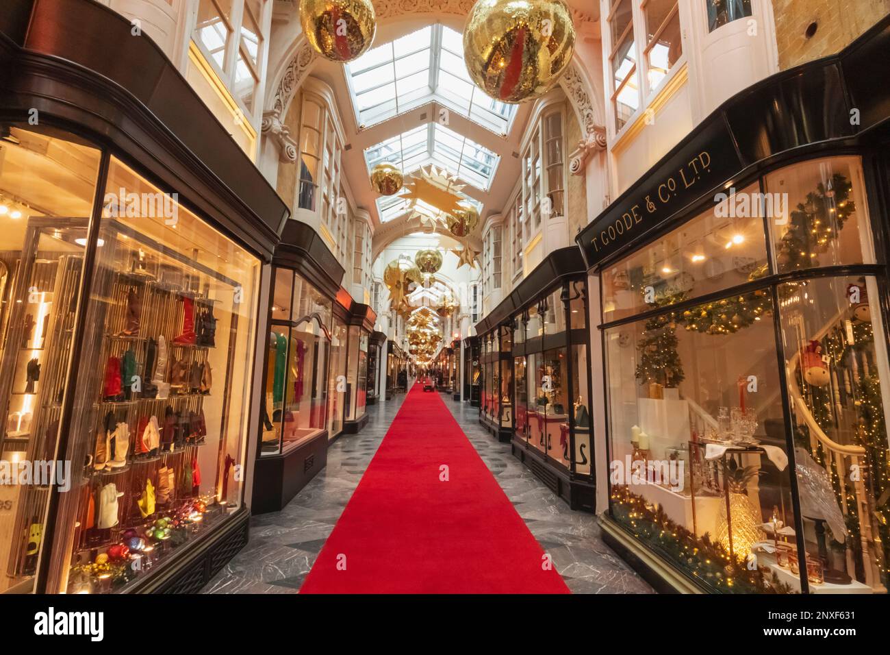 England, London, Piccadilly, The Burlington Arcade with Christmas Decorations Stock Photo