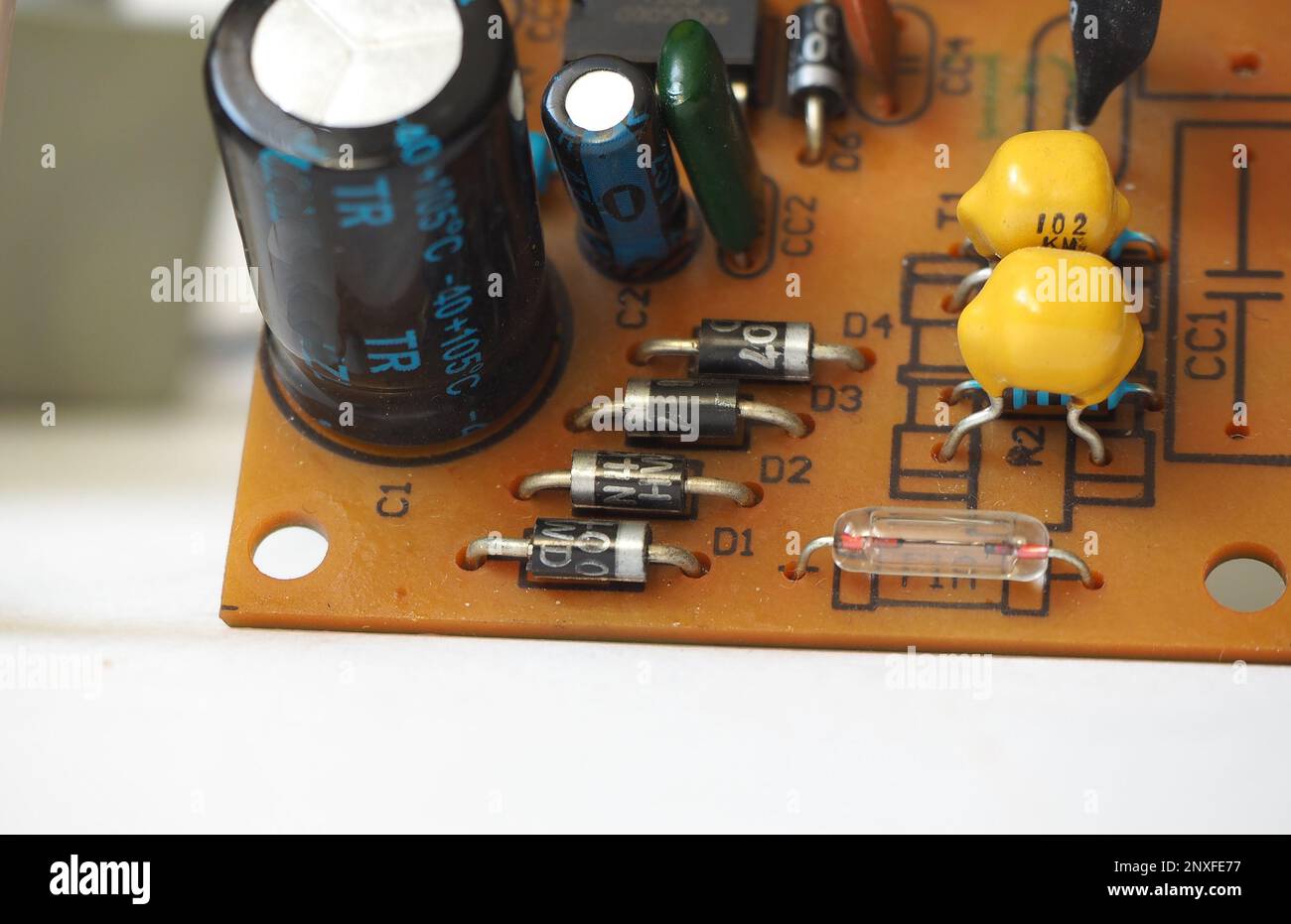 Semiconductor components. Diodes on the electronic circuit board Stock Photo Alamy