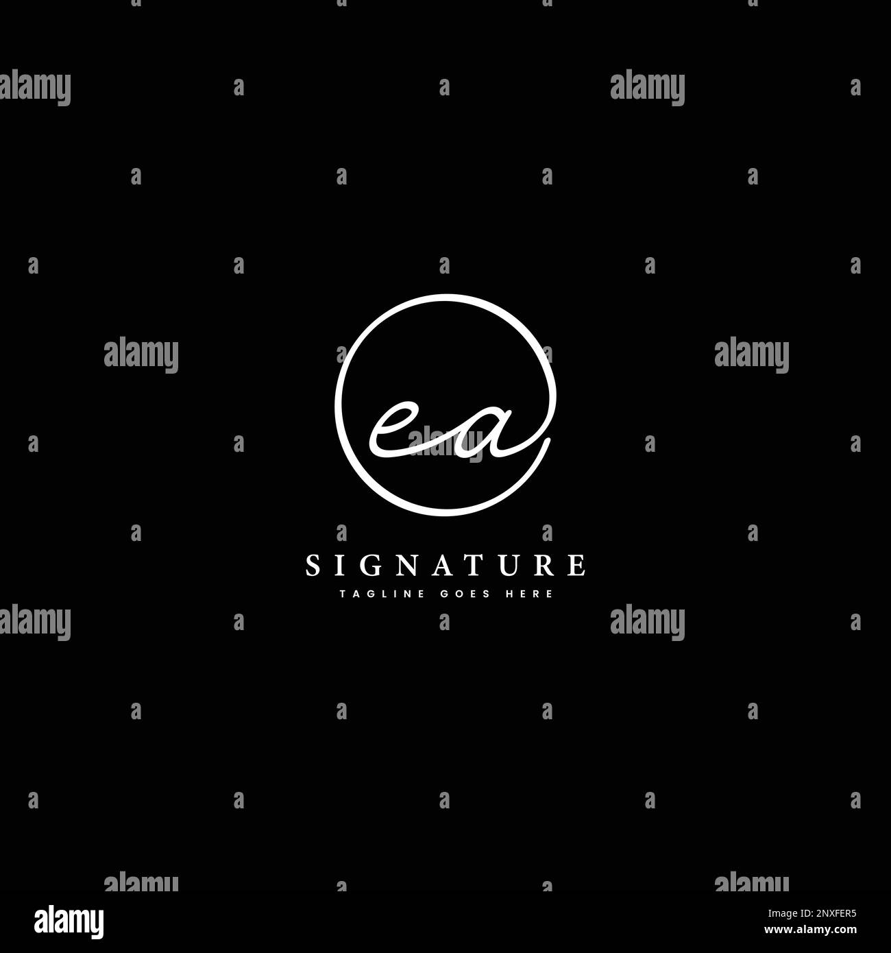 E, A, EA Initial letter handwritten and signature vector logo. Business template in round shape line art Stock Vector