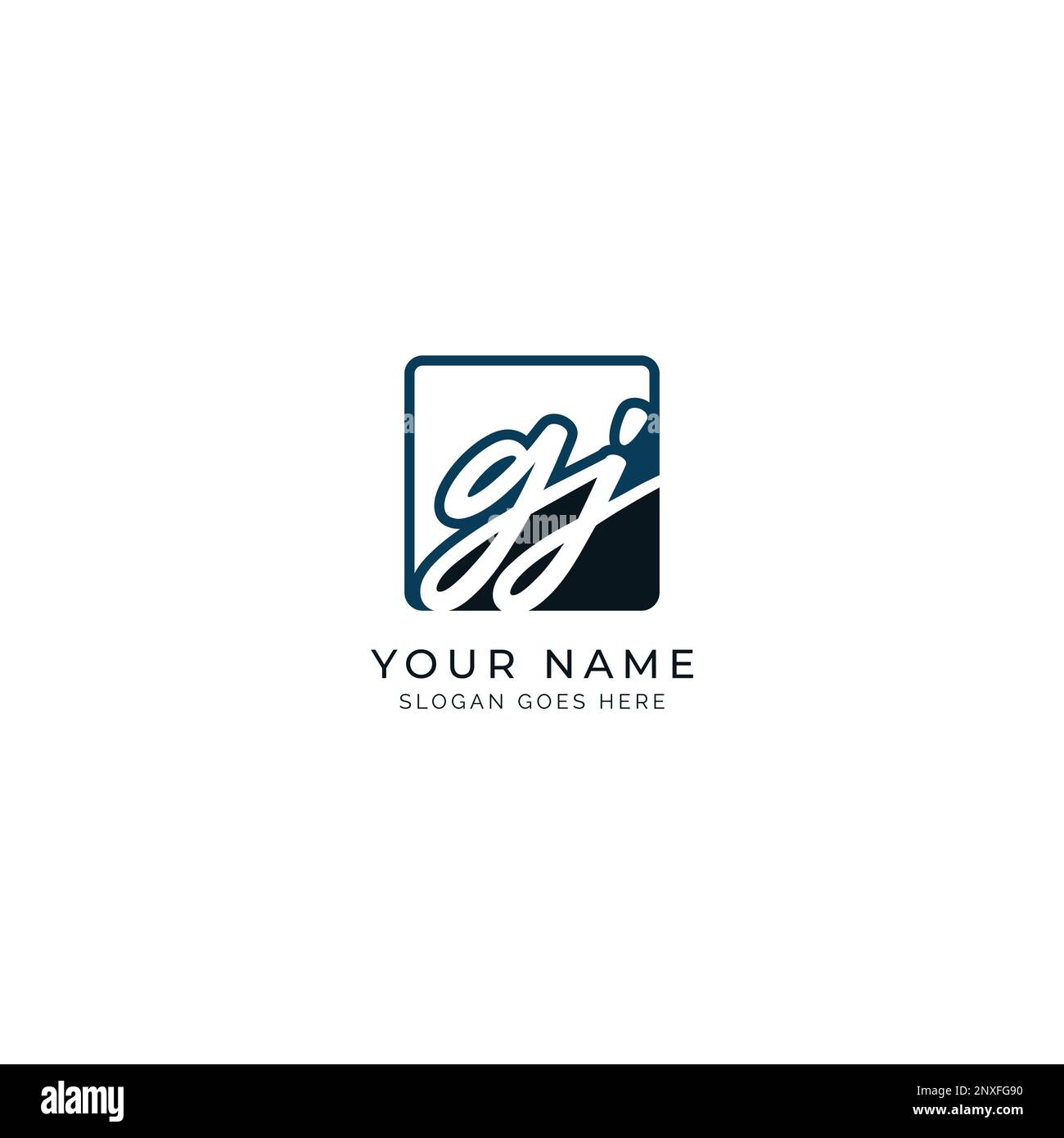 G, J, GJ Initial letter handwritten and signature vector image template