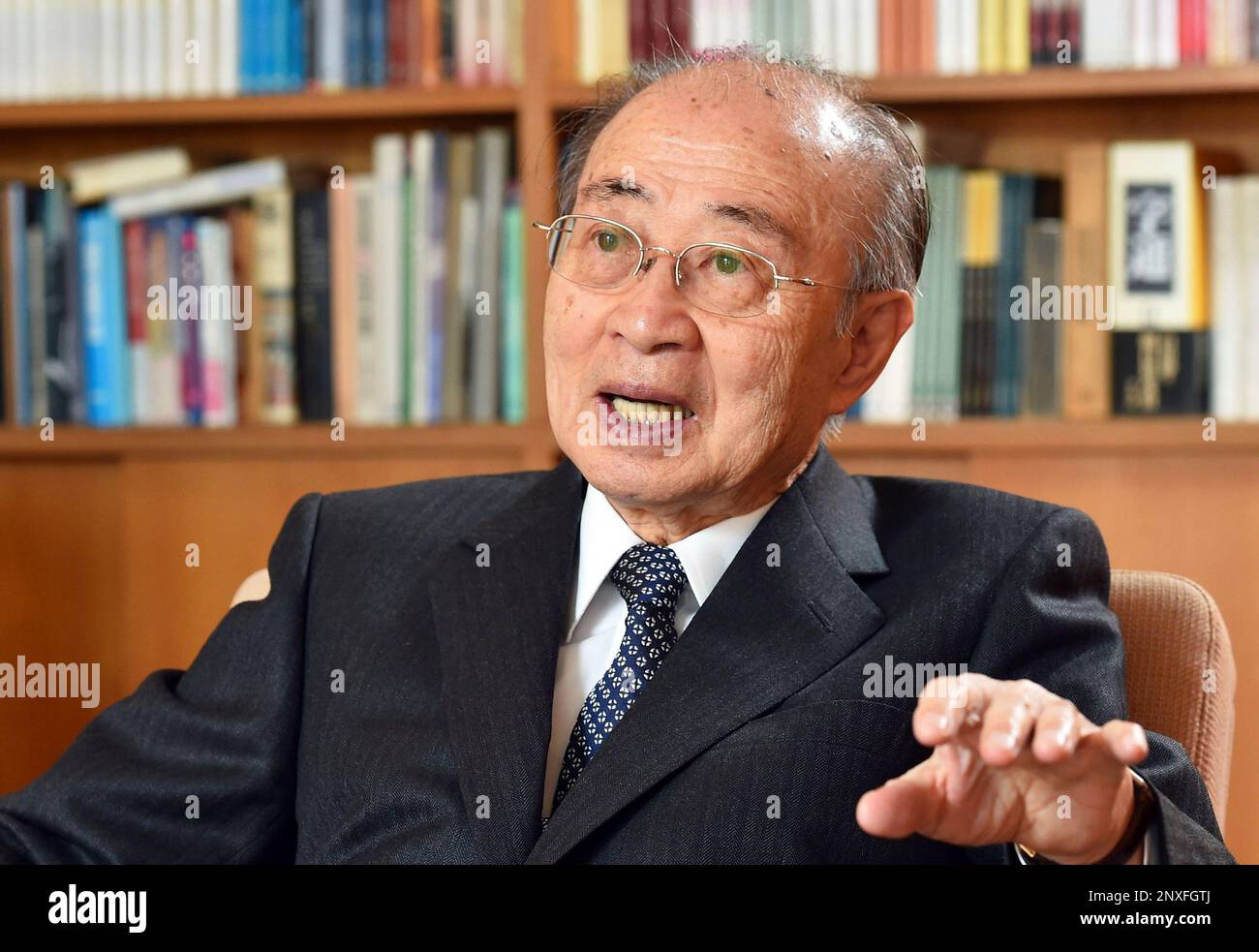 Yasushi Akashi, former United Nations undersecretary general, speaks