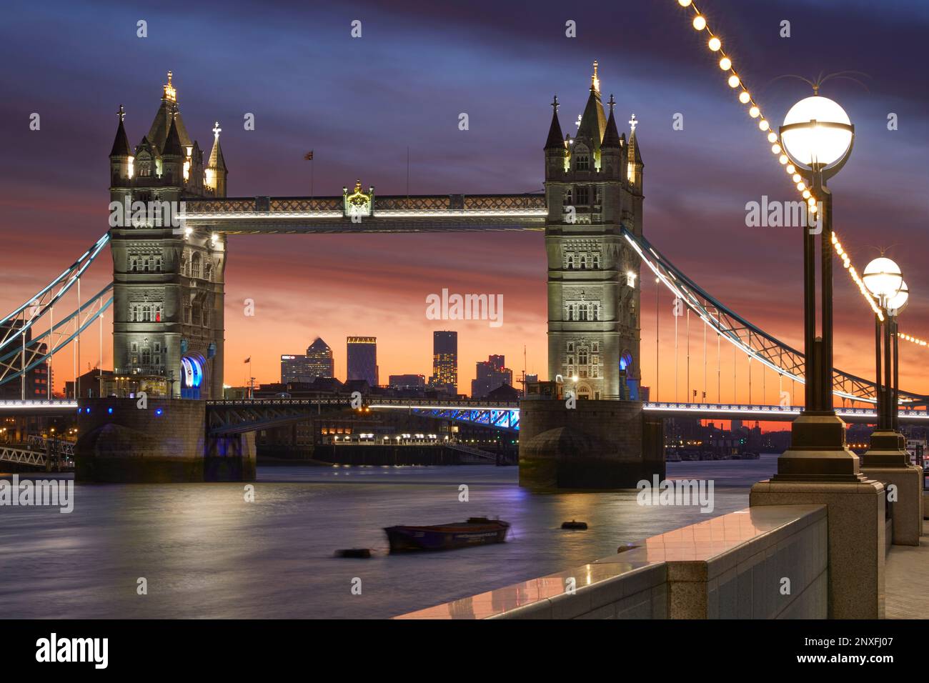 Sunrise over Tower Bridge, London, England, GB Stock Photo