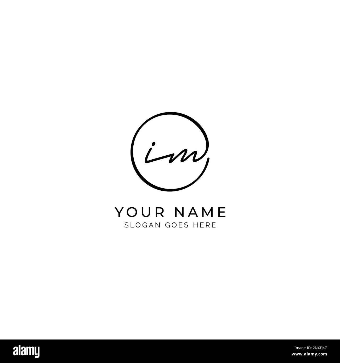 I, M, IM Initial letter handwritten and signature vector logo. Business template in round shape line art Stock Vector