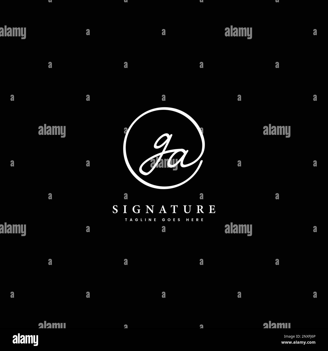 G, A, GA Initial letter handwritten and signature vector logo. Business template in round shape line art Stock Vector