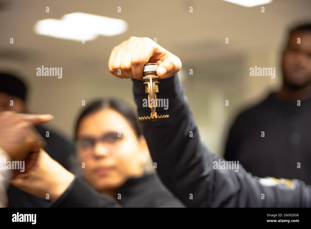 Fire Alarm training class by security guard in office Stock Photo Alamy